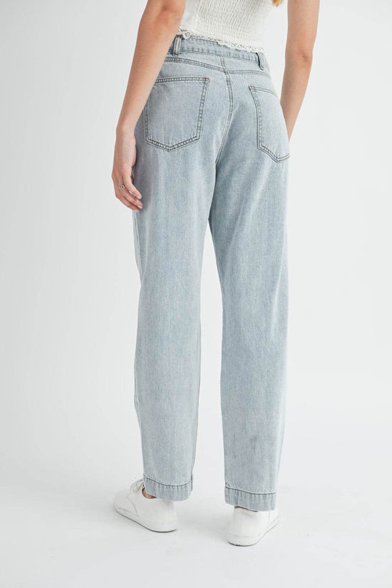 Pleated Front Detail Jeans for Effortless Style and Comfort - Akana Style