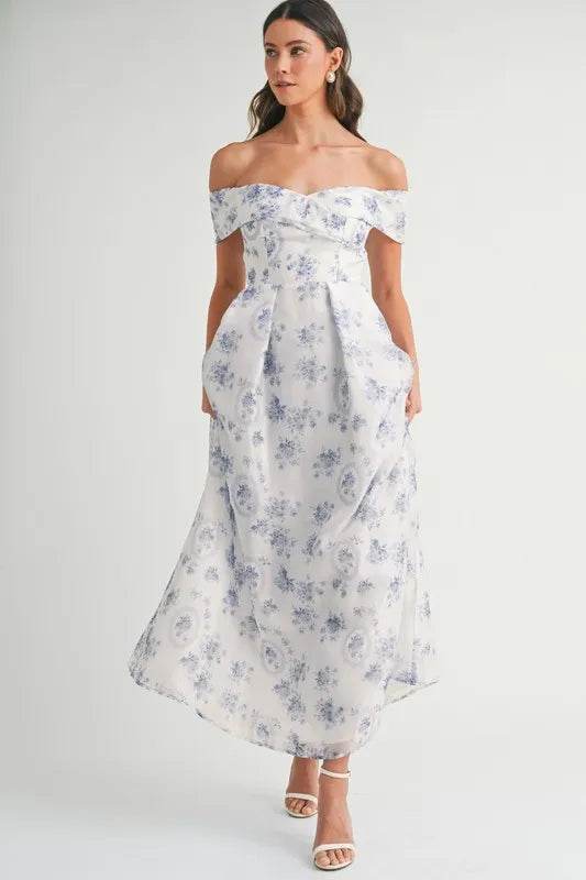 Floral Off Shoulder Maxi Dress for Effortless Summer Style - Akana Style
