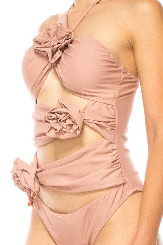 Sophisticated One Piece Criss Cross Floral Bathing Suit for Stylish Swimmers - Akana Style