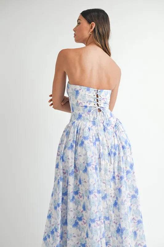 Sweetheart Neckline Floral Midi Dress for Effortless Elegance - Akana Style