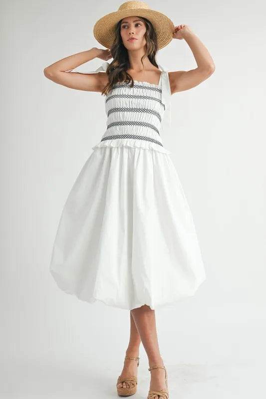 Smocked Bodice Bubble Dress for Effortless Style and Elegance - Akana Style