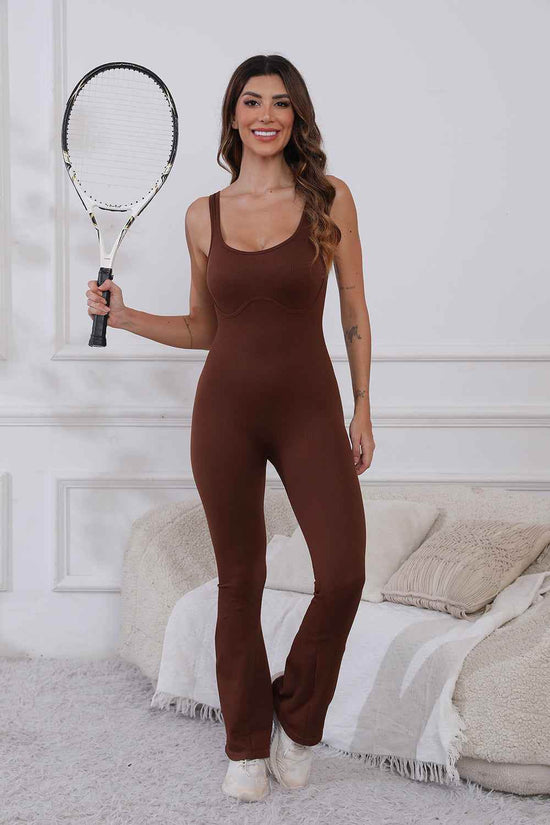 Scoop Neck Active Jumpsuit with Wide Straps for Ultimate Comfort - Akana Style