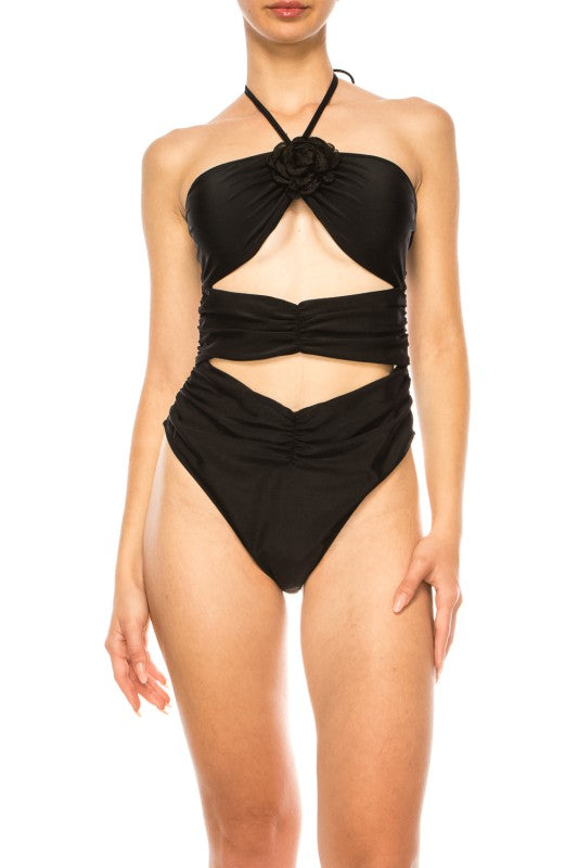 SOPHICATED ONE PIECE CRISS CROSS FLORAL BATHING SU - Akana