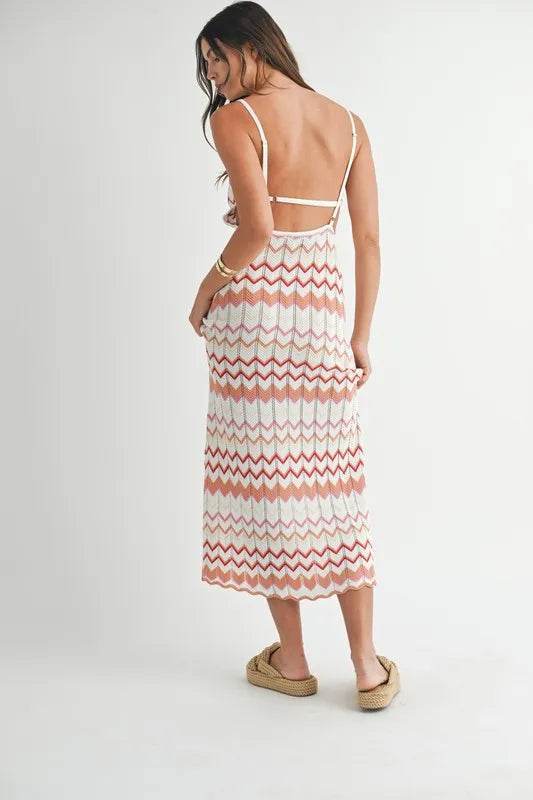 Lightweight Chevron Knit Maxi Dress for Effortless Style - Akana Style