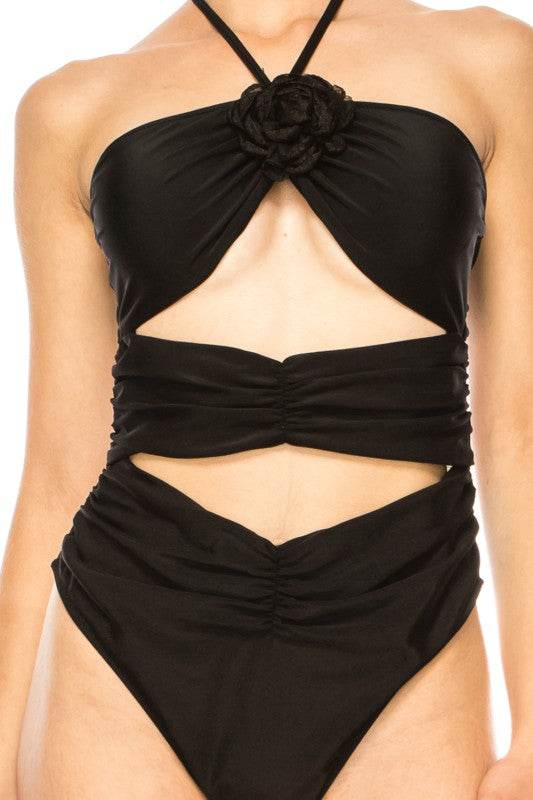 Sophisticated One Piece Criss Cross Floral Bathing Suit for Stylish Swimmers - Akana Style