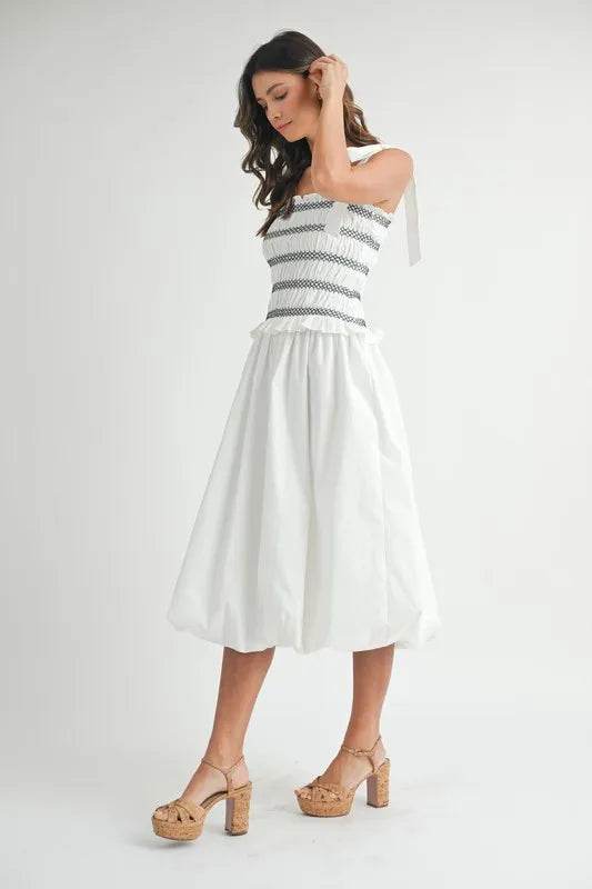 Smocked Bodice Bubble Dress for Effortless Style and Elegance - Akana Style
