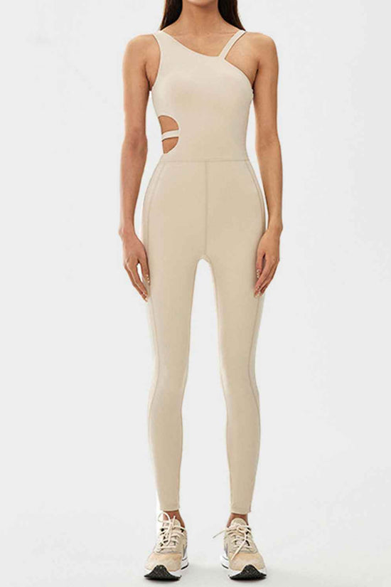Cutout Asymmetrical Neck Jumpsuit for Active Lifestyle - Akana Style