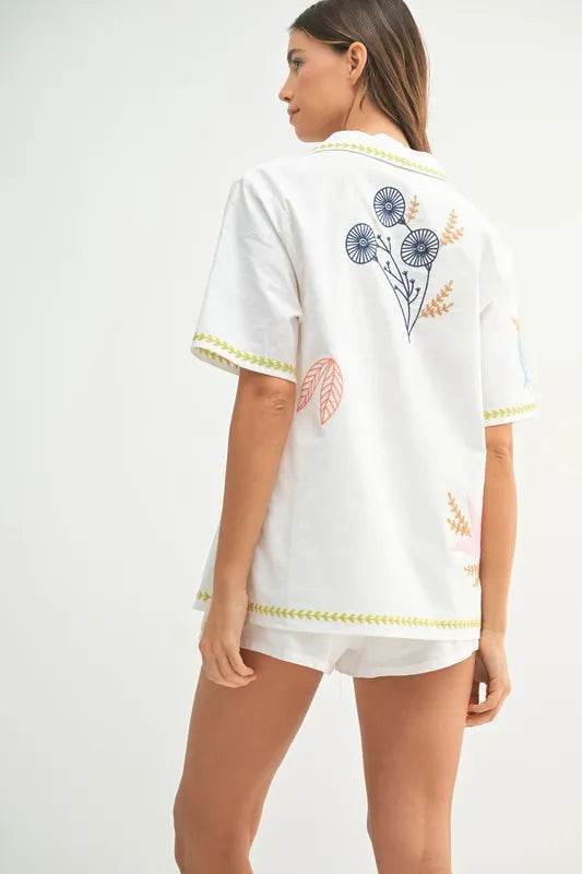 Embroidered Shirt and Shorts Set for Stylish Summer Outfits - Akana Style