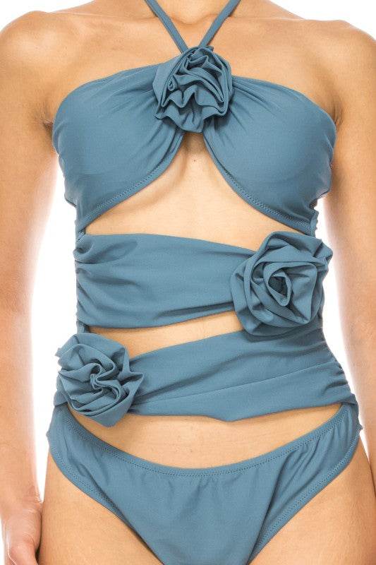 Sophisticated One Piece Criss Cross Floral Bathing Suit for Stylish Swimmers - Akana Style