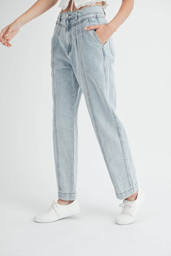 Pleated Front Detail Jeans for Effortless Style and Comfort - Akana Style