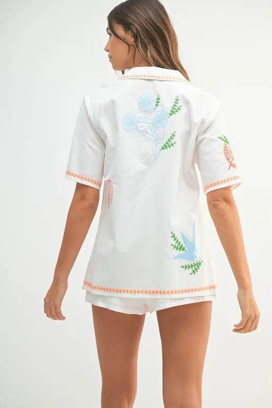 Embroidered Shirt and Shorts Set for Effortless Style and Comfort - Akana Style