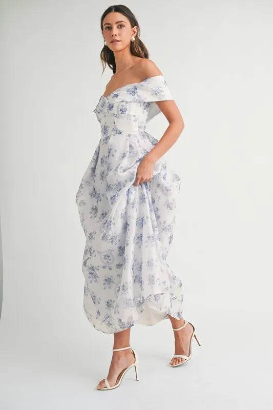 Floral Off Shoulder Maxi Dress for Effortless Summer Style - Akana Style