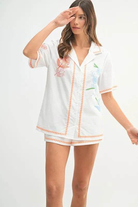 Embroidered Shirt and Shorts Set for Effortless Style and Comfort - Akana Style