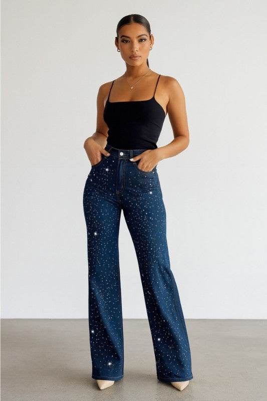 Rhinestone Embellished Jeans for a Stylish and Chic Look - Akana Style