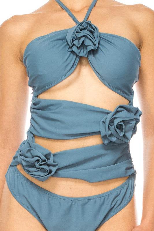 Sophisticated One Piece Criss Cross Floral Bathing Suit for Stylish Swimmers - Akana Style