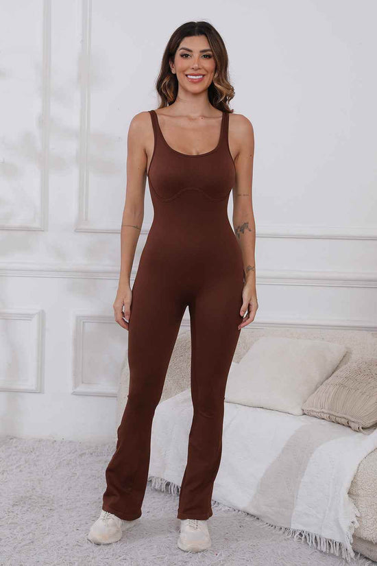 Scoop Neck Active Jumpsuit with Wide Straps for Ultimate Comfort - Akana Style