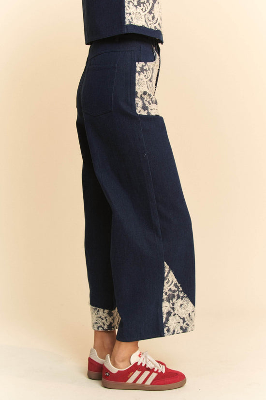 Lace Applique Wide Leg Jeans - Akana Style