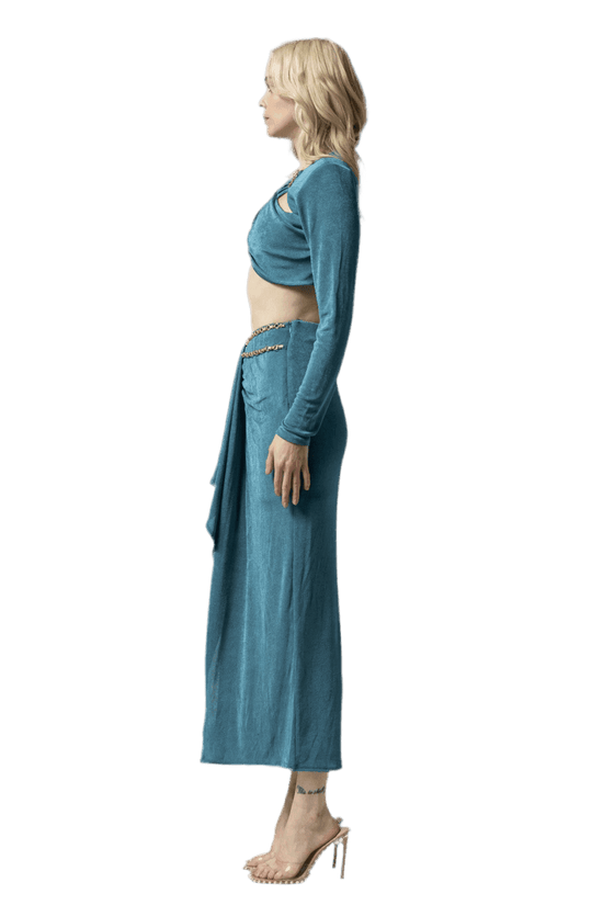 Ak Cropped Slinky Top and Skirt Set - Trendy Matching Outfit for Stylish Looks - Akana Style