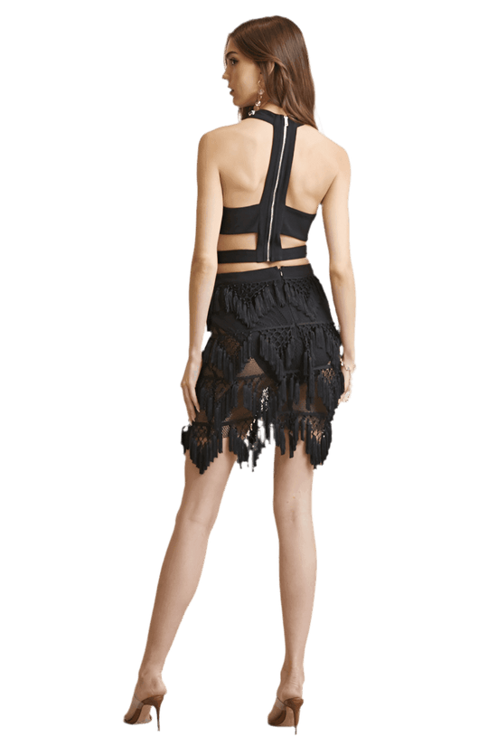 Tassel Knit Top and Skirt Set for Effortless Style