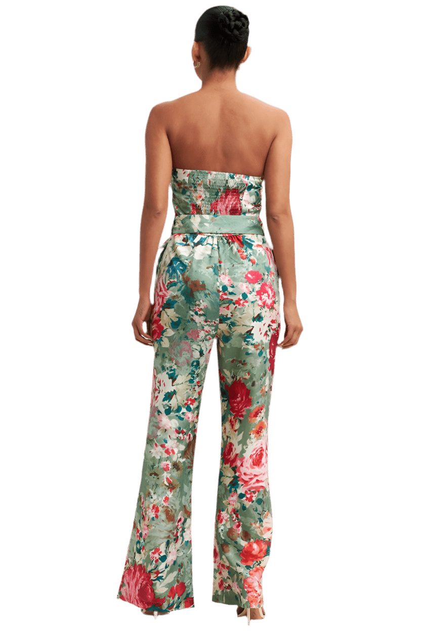 Floral belted flare jumpsuit