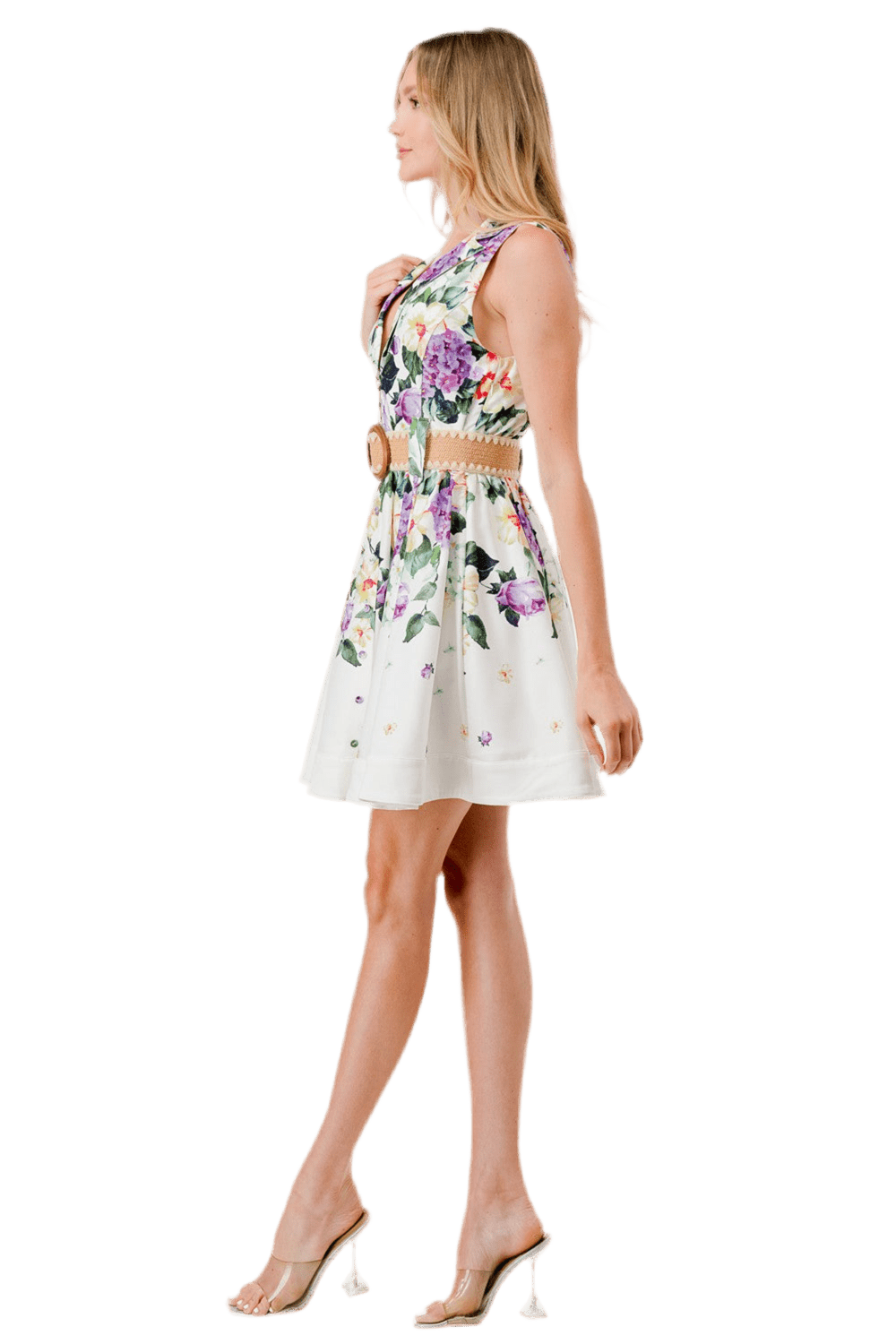 Floral Print Button Down Short Dress