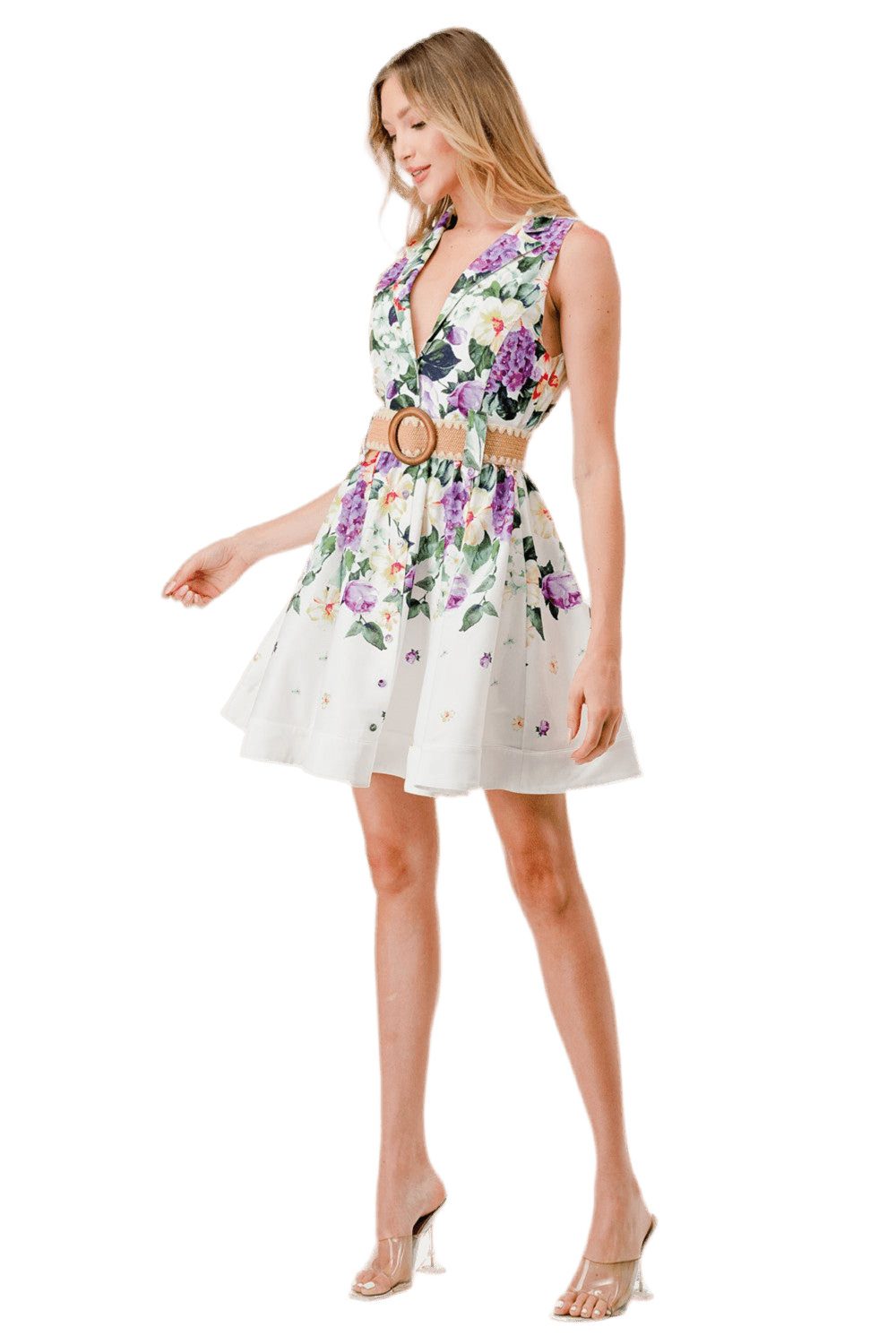 Floral Print Button Down Short Dress