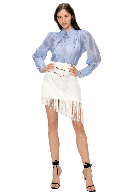Layered Tassel Mini Skirt with Fringed Belt - Akana Style