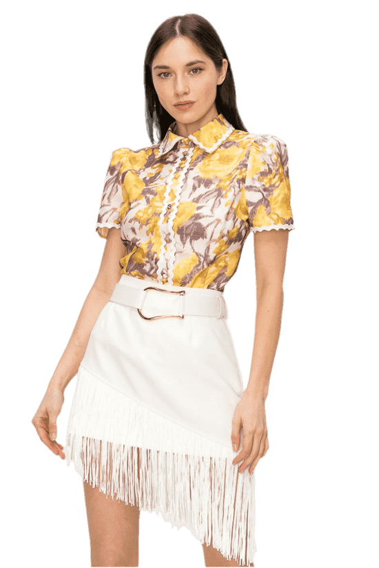 Layered Tassel Mini Skirt with Fringed Belt - Akana Style