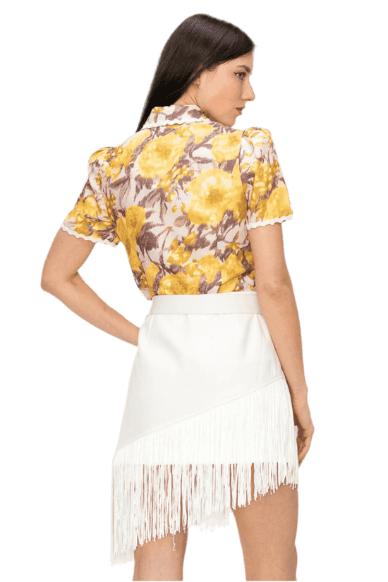 Layered Tassel Mini Skirt with Fringed Belt - Akana Style