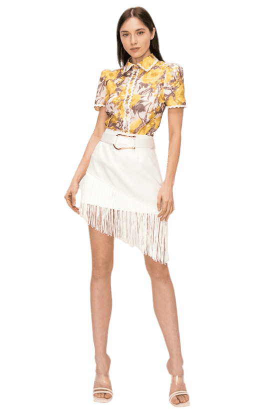 Layered Tassel Mini Skirt with Fringed Belt - Akana Style