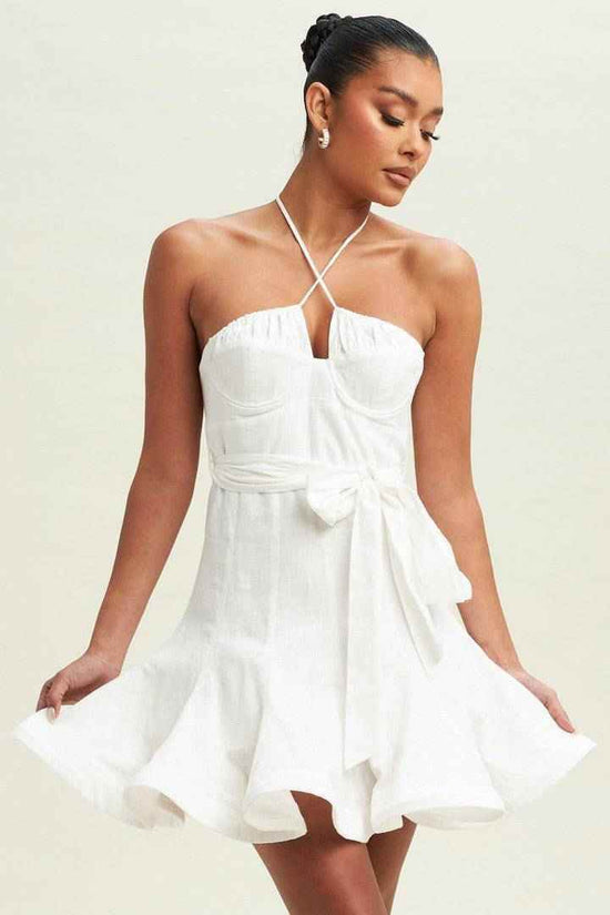 Linen Flare Hem Dress for Effortless Elegance - Akana Style