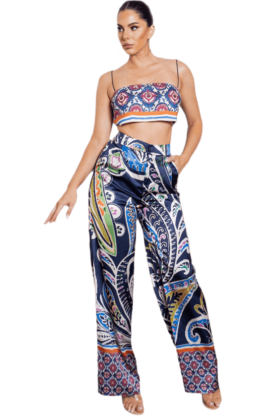 MultiBra Top Wide Leg Pants Set for Effortless Style and Comfort - Akana Style