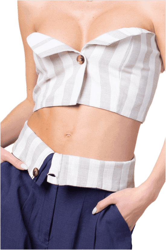 Navy Striped Linen Set for Stylish Comfort and Relaxation - Akana Style