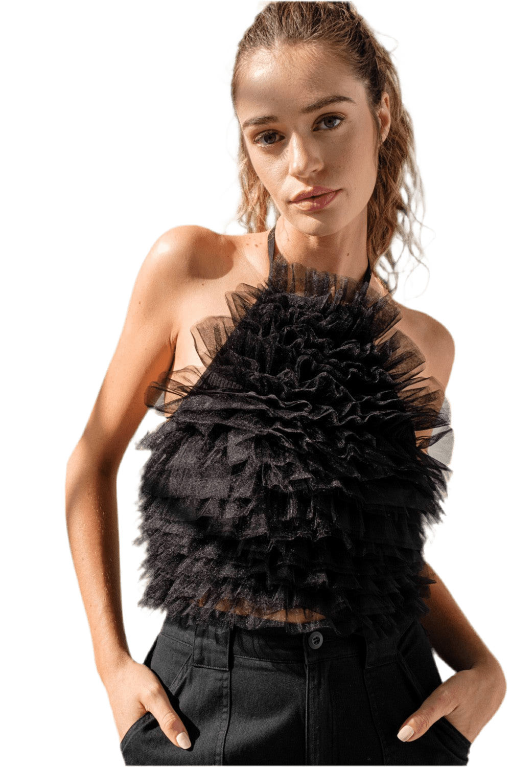 Sloane Tulle Knit Halter Top