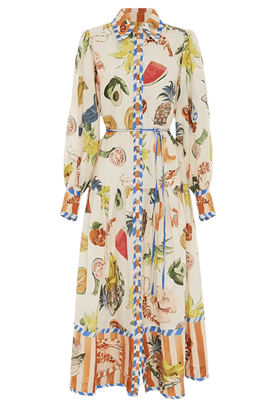 Women High Waist Patchwork Dress with Lapel Collar and Long Sleeves - Akana